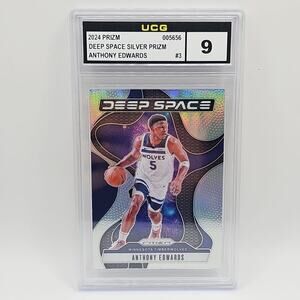 2024-25 Panini Prizm Deep Space Silver Prizm Anthony Edwards #3 Graded 9 NBA